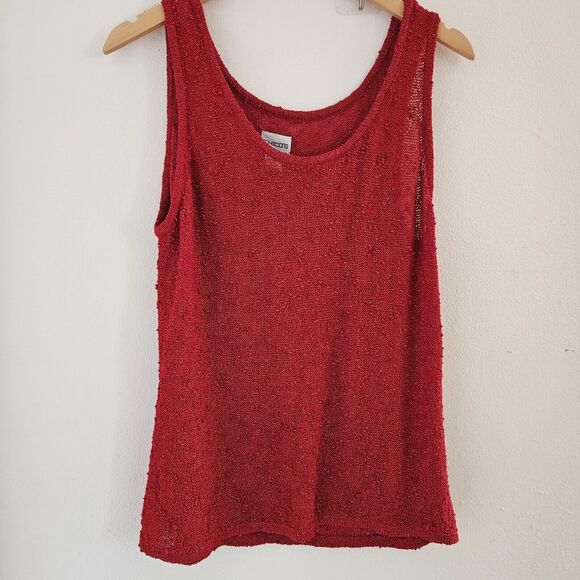 Chico's Women's size 3 / Lg Red French Crew Tank Sleeveless Blouse | Bay Shirt - Picture 9 of 10